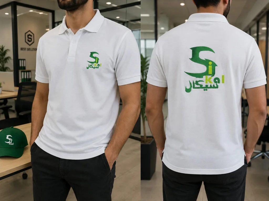تيشرت بولو نص كم تطريز