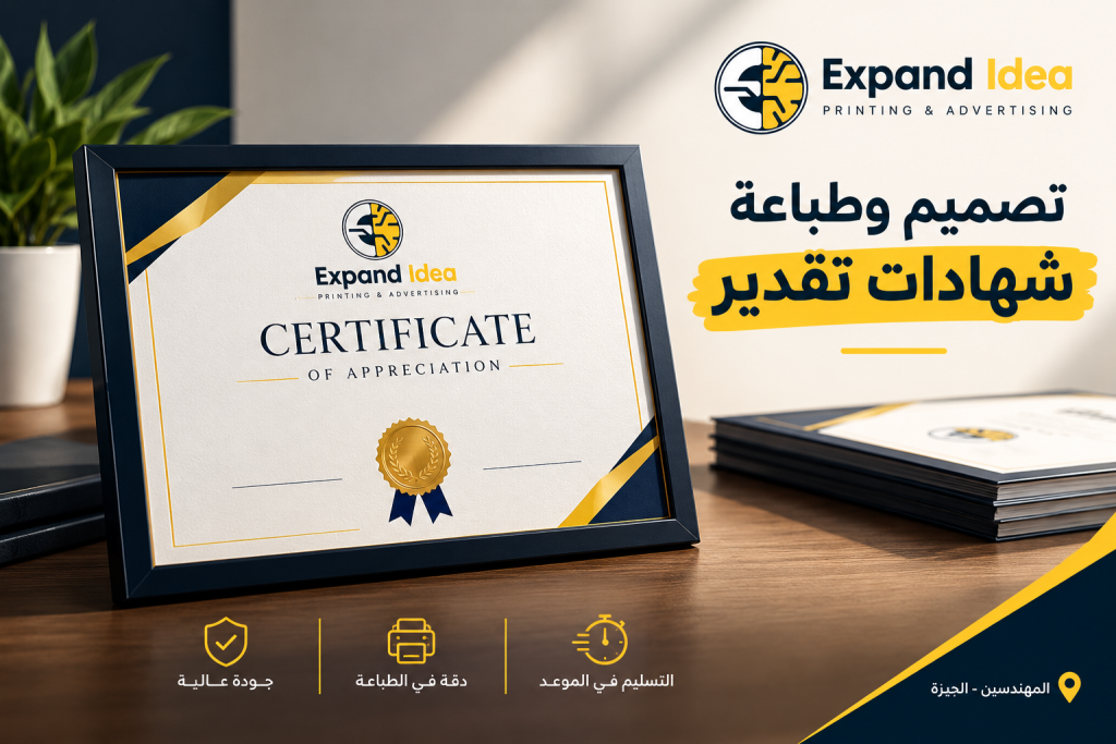 تصميم وطباعة شهادات تقدير